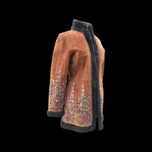 Load image into Gallery viewer, Suede Embroidered Penny Coat with Sherpa