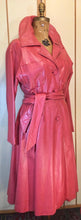Load image into Gallery viewer, Vintage Women's Coat- 70s RARE PINK Leather Trench Coat Full Sweep Fit Flare Spy Salmon S/M