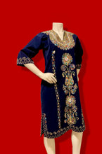 Load image into Gallery viewer, 60s 70s MUSEUM Collectible Vintage Royal Velvet Cleopatra Overcoat and Tunic Set Duster Hand Embroidered Pearls Exotic Persian Fashion History Ottoman Empire