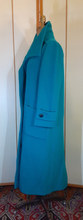 Load image into Gallery viewer, 60&#39;s Teal Blue Green Wool Career Minimalistic Modern Mod Couture Long Flexible Size S/M