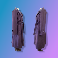 Load image into Gallery viewer, 1970’s 1980’s Purple Vintage Trench Coat with Removable Faux Fur Lining Belted Fit and Flare