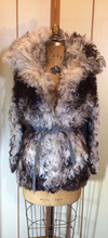 Load image into Gallery viewer, 70s Mongolian Curly Lamb and and Suede Grey Black and White Hippy Chic Penny Lane Coat S/M