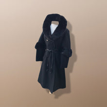 Load image into Gallery viewer, 60’s does 30’s Vintage Black Pure Wool Princess and Mink Coat