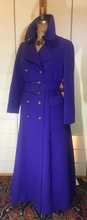 Load image into Gallery viewer, Purple Wool Mod 60s Full Length Fit Flare Double Breasted Sleek Coat Military Princess