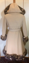 Load image into Gallery viewer, Pinup Hooded Fox Fur Princess Camel Wool Tiger Striped Print 50s 60s Fit and Flare Coat S/M Russian Princess