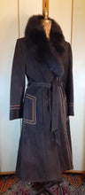 Load image into Gallery viewer, Women's Vintage 70s Suede Coat Shearling Lined With Orange Piping Penny Lane Almost Famous