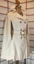 Load image into Gallery viewer, 60s Mod Cream Poncho Cape with Matching Belt Double Breasted Wool, Matching Mod Belt, Free Size Mad Men