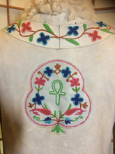 Load image into Gallery viewer, 70s Suede Shearling Embroidered Coat Full Length White Genuine Afghan ICONIC 70's Penny Lane Rocker Almost Famous M/L