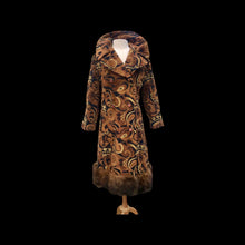 Load image into Gallery viewer, Vintage Tapestry Carpet Gold Brown Fur Trim Princess Coat
