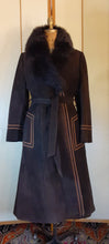Load image into Gallery viewer, Women's Vintage 70s Suede Coat Shearling Lined With Orange Piping Penny Lane Almost Famous