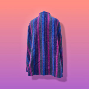 60’s 70’s Purple Blue Pink Magenta Cape Poncho 100% Wool Made in Ireland