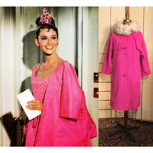 Load image into Gallery viewer, Vintage 60s Pink Lilli Ann Wool Coat with Fox Fur Collar Princess Mod Audrey Hepburn Jackie Kennedy Flexible Size Loose Fit