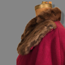 Load image into Gallery viewer, Vintage 40’s Coat Cranberry Red with Fur Trim and Wool