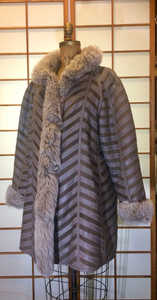 Afghan Reversible Chevron Shearling Lamb Mongolian Lamb Leather Suede Chevron Hippy Penny Lane Hipster Coat M/L/XL