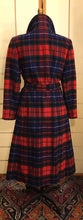 Load image into Gallery viewer, Vintage 70s Pure Wool Pendleton Red and Back Plaid Tartan Coat Belted Fit and Flare Career Fall Winter Evening