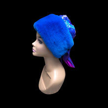 Load image into Gallery viewer, Cobalt Blue Silk and Mink Brocade Hat