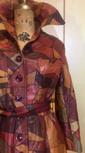 Load image into Gallery viewer, Vintage Coat Leather 70s- Michael Kors Studio 54 Melania Vintage 70s Patchwork Mosaic Leather Duster/Trench/Coat Hippy Small to Medium Up to 38" Bust