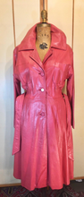 Load image into Gallery viewer, Vintage Women's Coat- 70s RARE PINK Leather Trench Coat Full Sweep Fit Flare Spy Salmon S/M