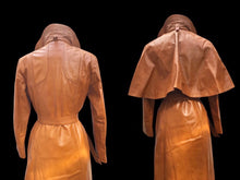 Load image into Gallery viewer, Vintage Leather Cape Coat Butterscotch Trench Spy