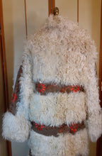 Load image into Gallery viewer, Tamara Vintage Women's Curly Lamb Shaggy Mongolian Coat Embroidered Suede White Brown Red Flowers Afghan Ethnic Hippy Boho Hipster Princess