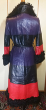 Load image into Gallery viewer, 70S Christian Dior Couture Leather Curly Mongolian Lamb Purple Red Horizontal Leather Coat Full Length Hippy Boho Penny Lane Princess