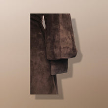 Load image into Gallery viewer, Vintage Couture Brown Suede Coat with Genuine Fur Collar Puff Sleeve Heavy Duty