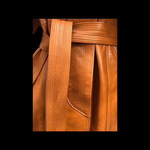 Vintage Leather Cape Coat Butterscotch Trench Spy