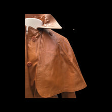 Load image into Gallery viewer, Vintage Leather Cape Coat Butterscotch Trench Spy