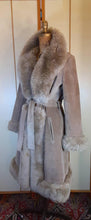 Load image into Gallery viewer, Women&#39;s Vintage Coat- 70s Gray Suede Shearling Princess Fluffy Penny Lane Russian Princess Fit and Flare Coat Boho Chic Hippy afghan