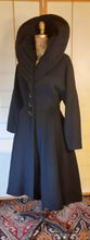 Load image into Gallery viewer, Women&#39;s Vintage Coat-50s Lilli Ann Classic Black Fit Flare Dramatic Collar Thick Wool Full Skirted Princess Price: