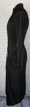 Load image into Gallery viewer, Vintage 80 40s Art Deco Dress Film Noir Art Deco Inspired Black Hand Beaded Backless Asian Inspired DRESS S Prom Cocktail