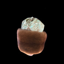 Load image into Gallery viewer, Whiskey Mink Himalayan Hat Fur Embroidered Light Blue Green Golden Embroidered Silk