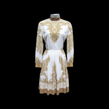 Load image into Gallery viewer, 70’s I Magnin Gold Dress Eastern Sari Influenced Couture