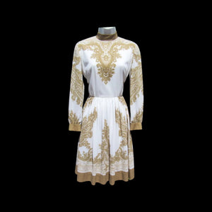 70’s I Magnin Gold Dress Eastern Sari Influenced Couture