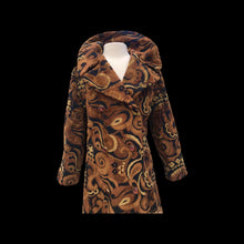 Load image into Gallery viewer, Vintage Tapestry Carpet Gold Brown Fur Trim Princess Coat
