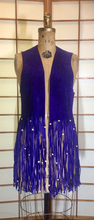 Load image into Gallery viewer, 70s Purple Fringe Vest With Beads-- Hippy Flower Child, S/M/L Penny Lane Almost Famous Purple Rain Prince Homage