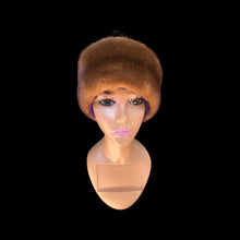 Load image into Gallery viewer, Whiskey Mink Himalayan Hat Fur Embroidered Light Blue Green Golden Embroidered Silk