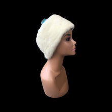 Load image into Gallery viewer, Himalayan Hat with Blonde Mink and Raw Silk Embroidered Peacock Crystal