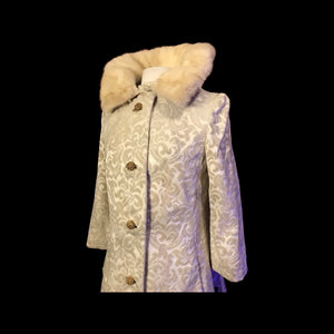 60’s LIlli Ann Tapestry Brocade Coat with Mink Collar Wedding Holiday