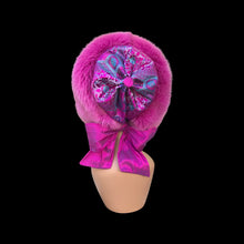 Load image into Gallery viewer, Pink Fox Fur Himalayan Hat Brocade Silk Iridescent