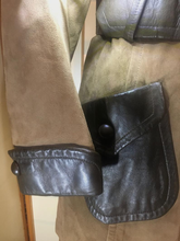 Load image into Gallery viewer, Mod 60s Suede and Leather Peacoat Trench Double Breasted Fit Flare Princess Twiggy S/M