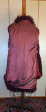 Load image into Gallery viewer, Leather Deep Red Burgundy Shearling Trimmed Princess Coat 70s Penny Lane Almost Famous