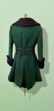 Load image into Gallery viewer, 60’s Green Wool Peacoat Lamb swakara Persian lamb belted