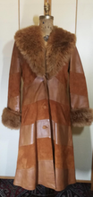 Load image into Gallery viewer, 70s Buttery Soft Kid Leather Brown Suede Chevron Shearling S/M Penny Lane Duster