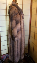 Load image into Gallery viewer, Full length Silver Fox Coat Size 8-10 Vintage Chubby 80's Style Coat with Spiral Sleeves