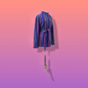 60’s 70’s Purple Blue Pink Magenta Cape Poncho 100% Wool Made in Ireland