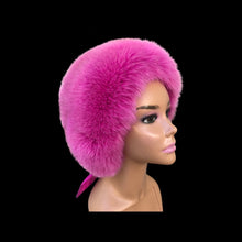 Load image into Gallery viewer, Pink Fox Fur Himalayan Hat Brocade Silk Iridescent