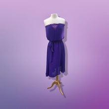 Load image into Gallery viewer, 70’s Purple Dress 3 Piece Belt Bolero I Magnin Chiffon Disco Studio 54