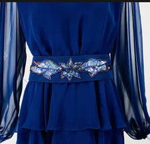 Load image into Gallery viewer, Vintage Dress Multi Tiered  by I Magnin Studio 54 70’s 80’s does 40’s Style Chiffon Beaded Dress