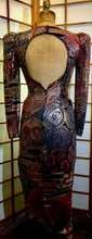 Load image into Gallery viewer, 80s 90s Dress Asian Mosaic Metallic Dress Copper Metallic Italian Made High Glam Couture Shiny Dress XS